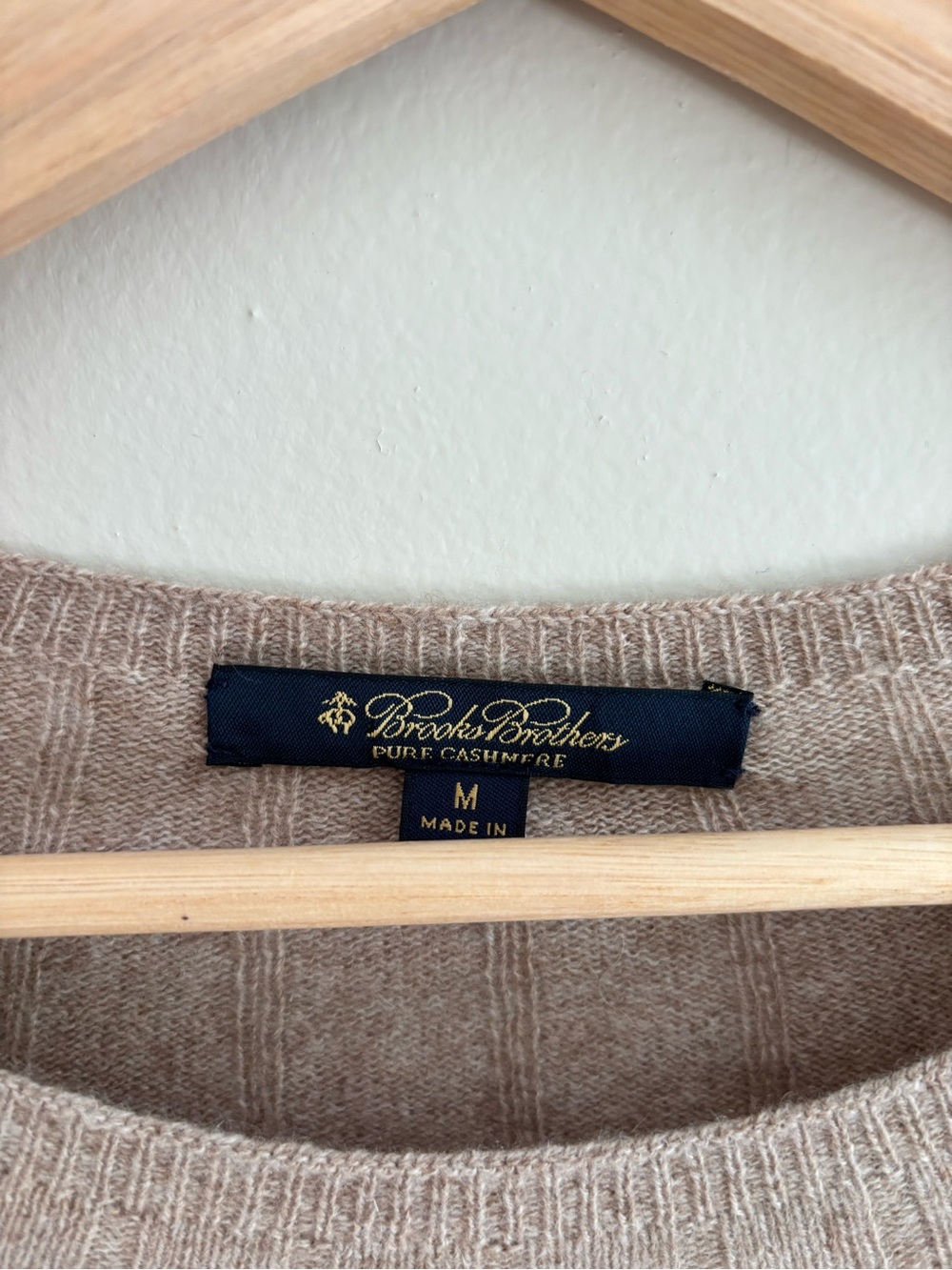 Brooks Brothers cashmere Taupe Cable-Front Crewneck Sweater - Picture 4 of 8